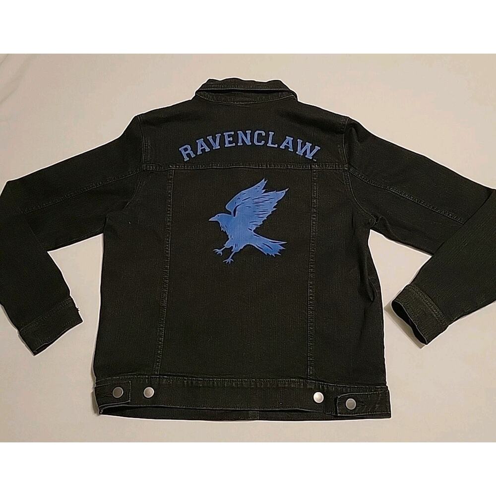 Harry Potter RavenClaw Denim Trucker Jacket Size MD Blue Black Graphic Universal
